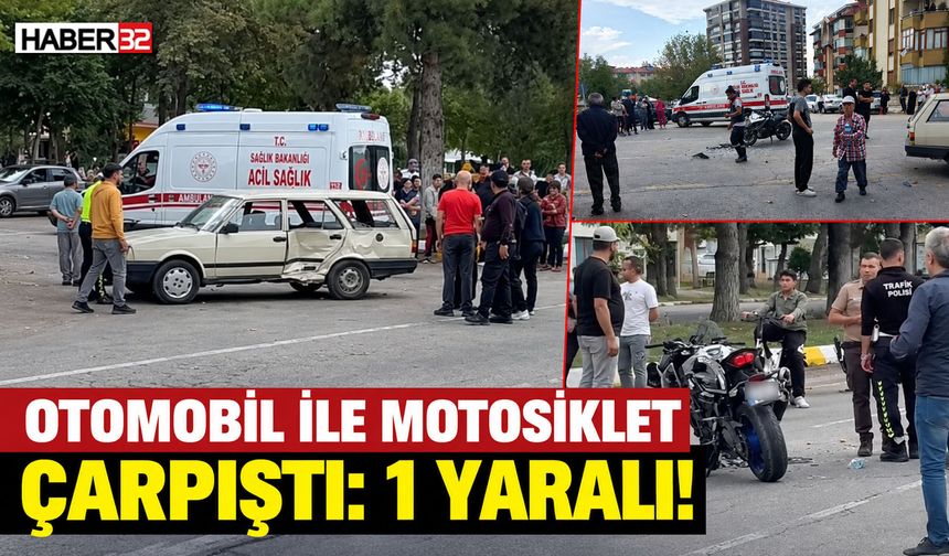 Otomobil ile Motosiklet Çarpıştı: 1 Yaralı!