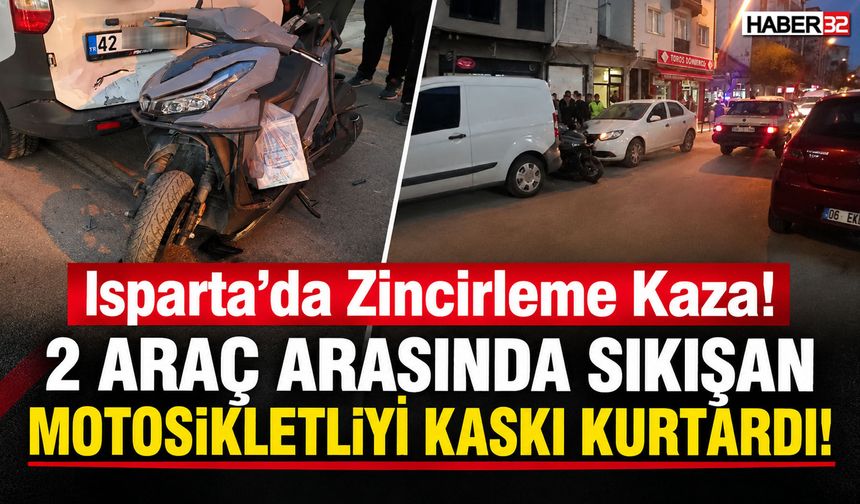 2 Araç Arasında Sıkışan Sürücüyü Kaskı Kurtardı!