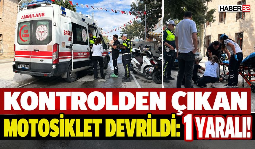 Kontrolden Çıkan Motosiklet Devrildi: 1 Yaralı!