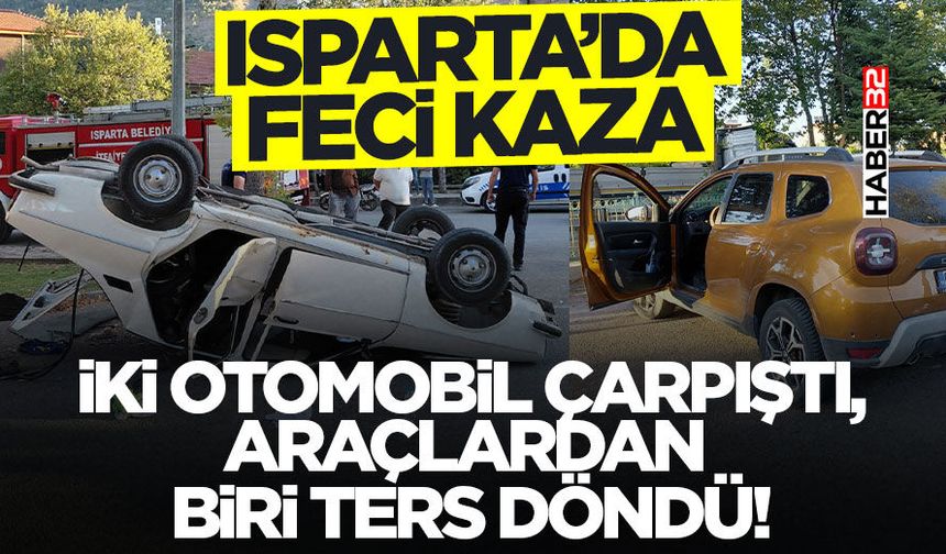 İki Otomobil Çarpıştı, Araçlardan Biri Ters Döndü!
