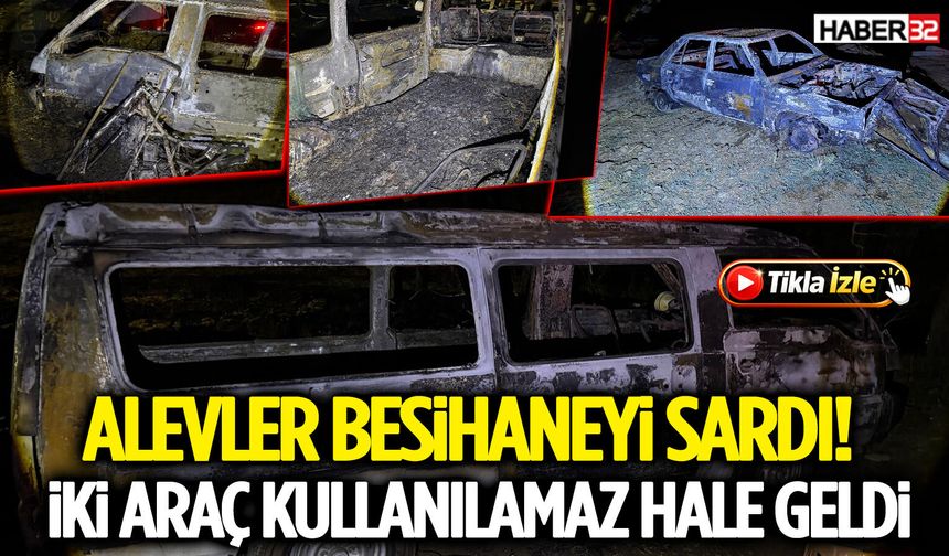 Alevler Besihaneyi Sardı! İki Araç Kullanılamaz Hale Geldi