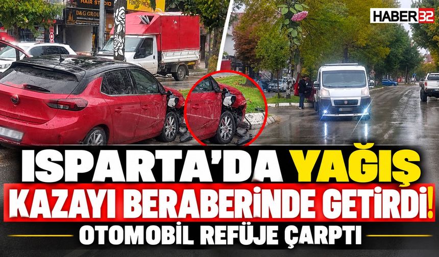 Kayganlaşan Yolda Kontrolden Çıkan Araç Refüje Çarptı!