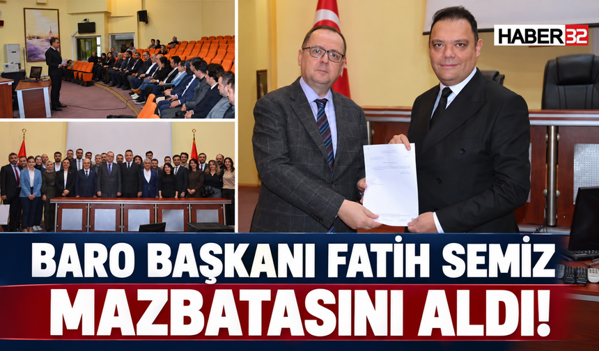 Baro Başkanı Fatih Semiz Mazbatasını Aldı!