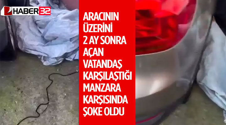 Aracının üzerini 2 ay sonra açan vatandaş karşılaştığı manzara karşısında şoke oldu