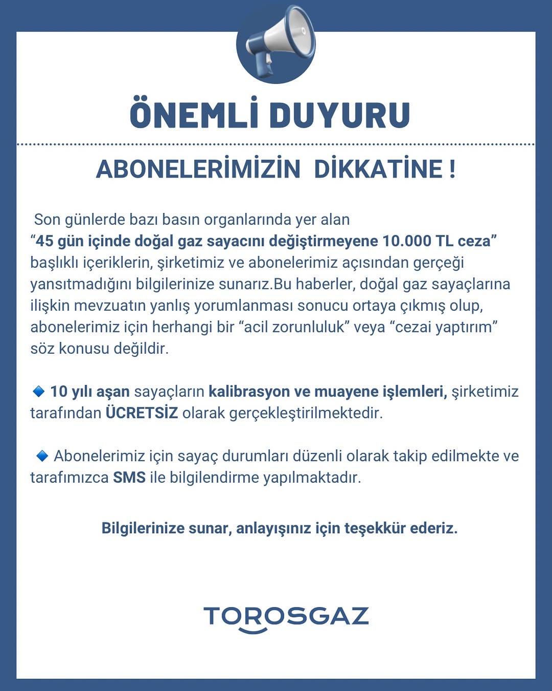 📌 Önemli Bilgilendirmebazı Basın Organlarında Yer Alan“45 Gün Içinde Sayaç Değişmezse 10.000 Tl