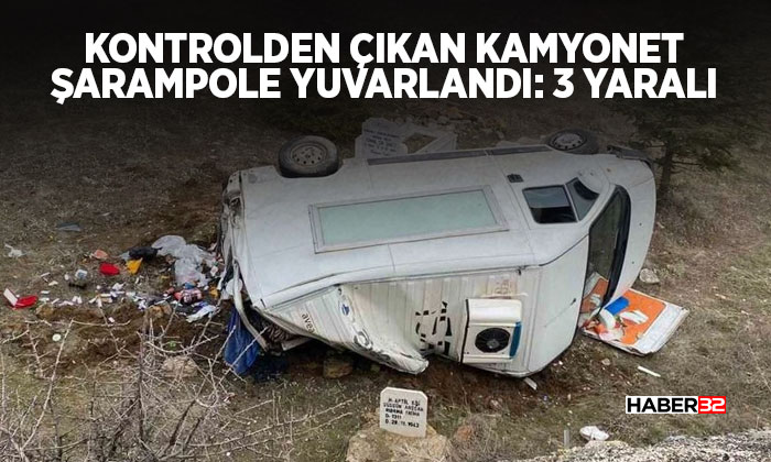 Kontrolden çıkan kamyonet şarampole yuvarlandı: 3 yaralı
