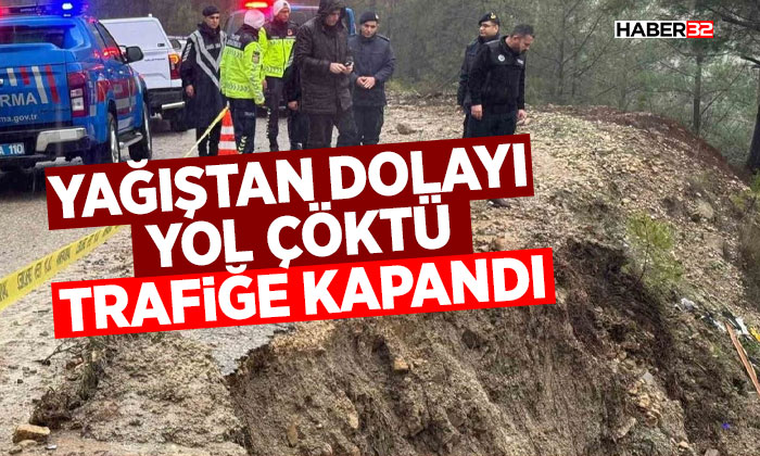 Burdur'da etkili olan yağıştan dolayı yol çöktü