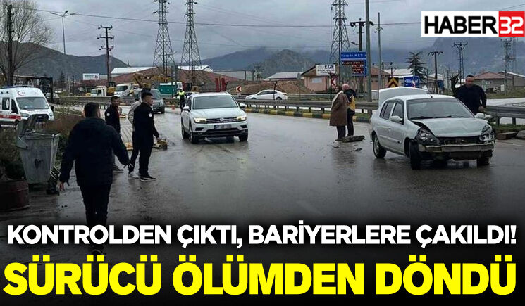 Eğirdir'de otomobil bariyerlere çarptı: 1 yaralı