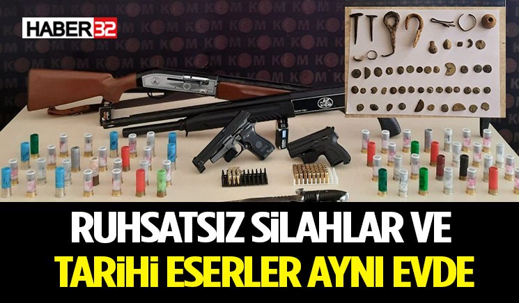 Ruhsatsız Silahlar Ve Tarihi Eserler Aynı Evde