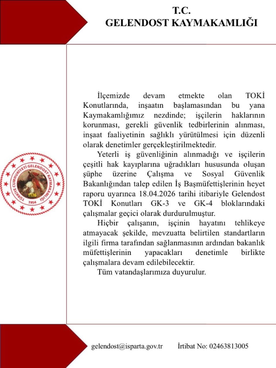 İlçemizde Devam Etmekte Olan Toki̇ Konutlarında, Inşaatın Başlamasından Bu Yana Kaymakamlığımız N