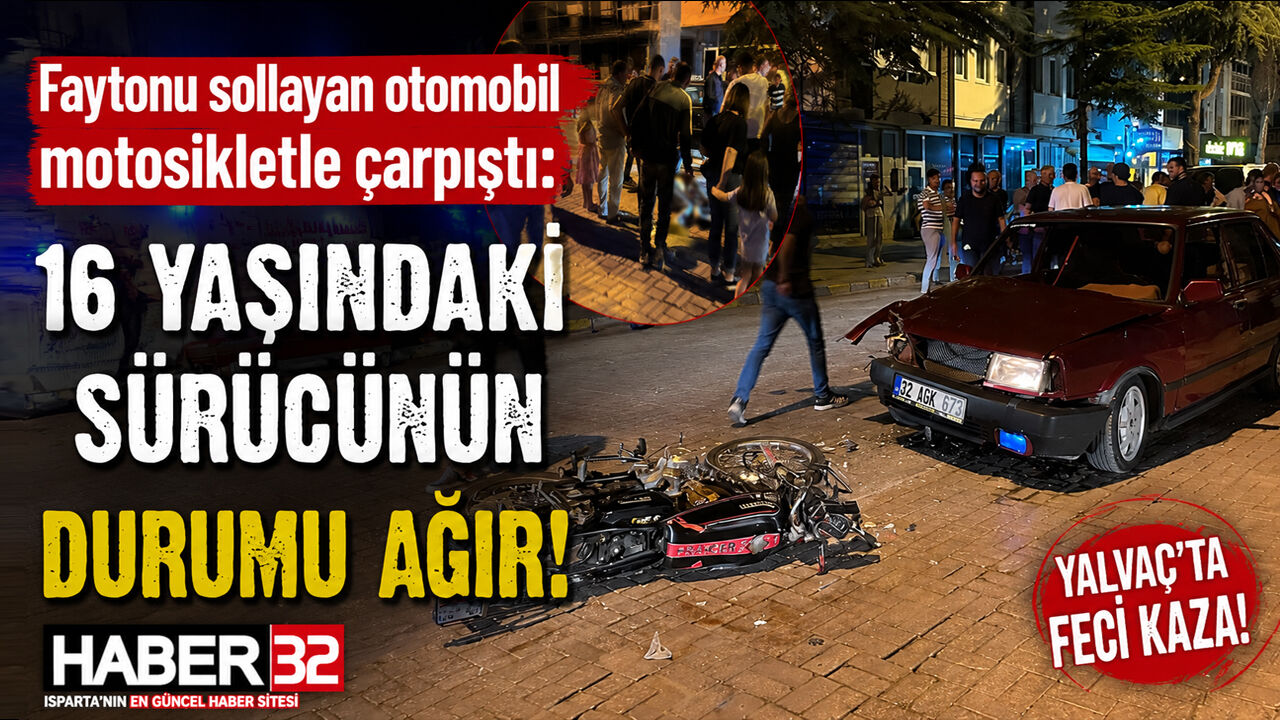 Otomobil, Karşı Şeritten Gelen Motosikletle Çarpıştı!