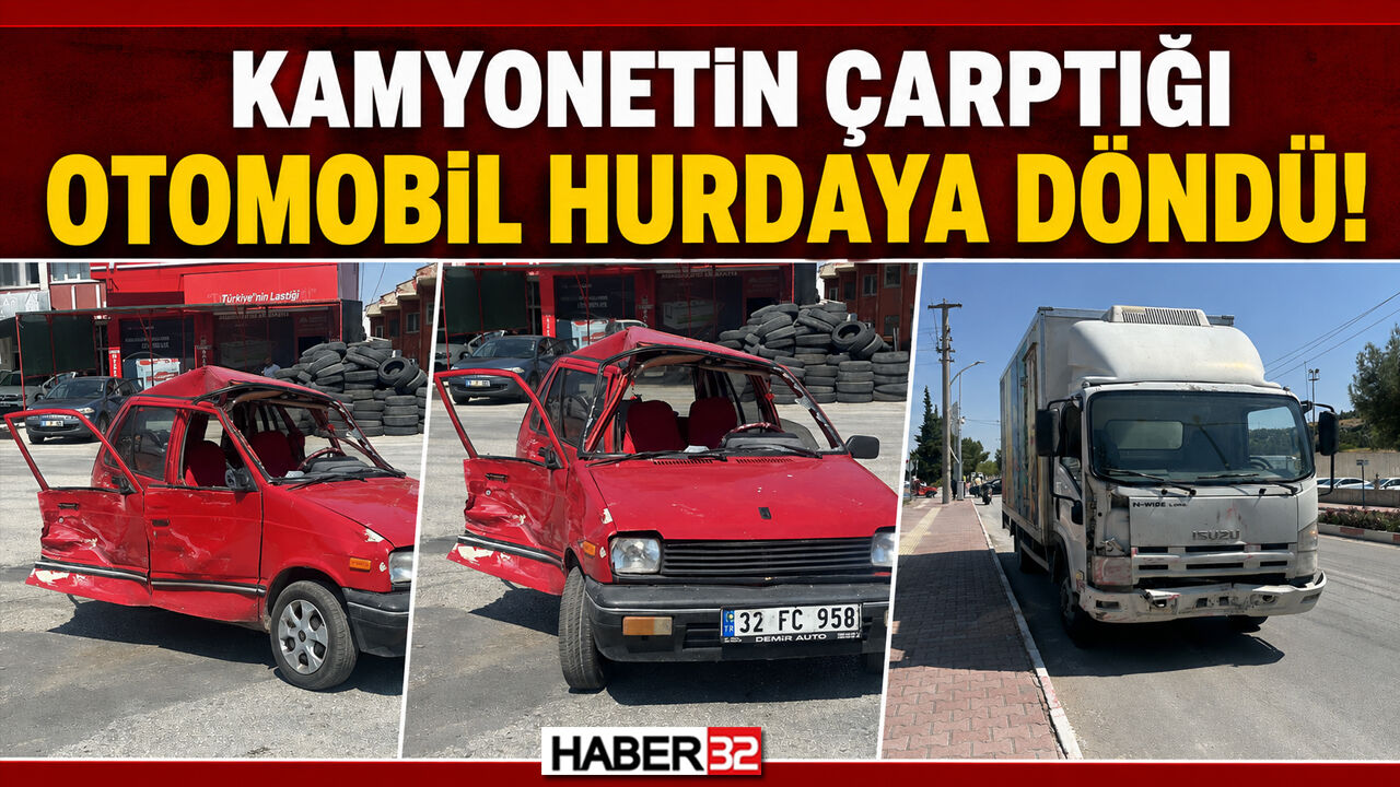 Kamyonetin Çarptığı Otomobil Hurdaya Döndü!