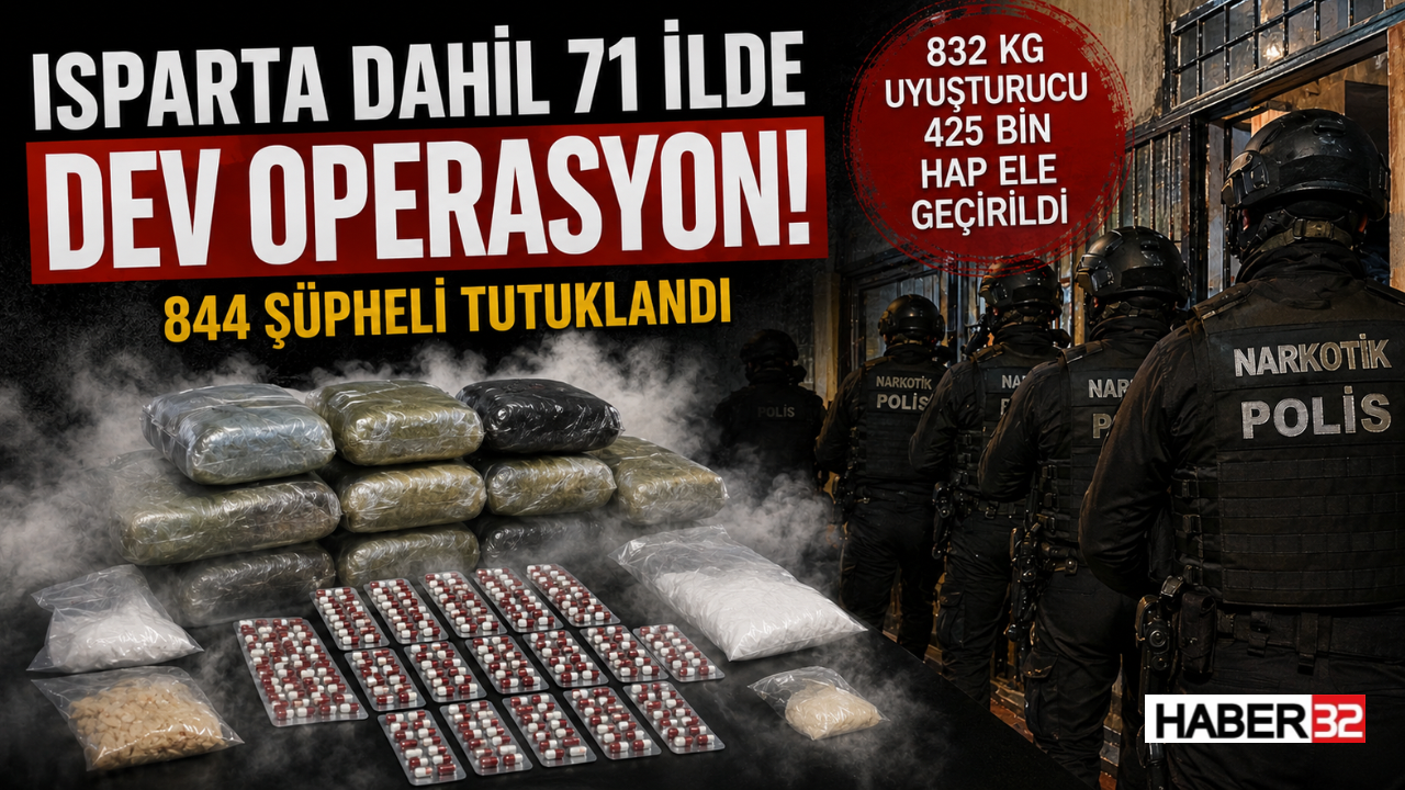 Isparta ve 70 İlde Narkotik Operasyonu: 844 Tutuklama!