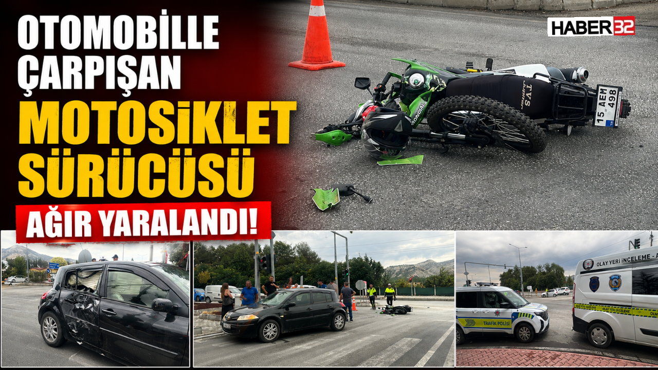 Otomobille Çarpışan Motosiklet Sürücüsü Ağır Yaralandı!