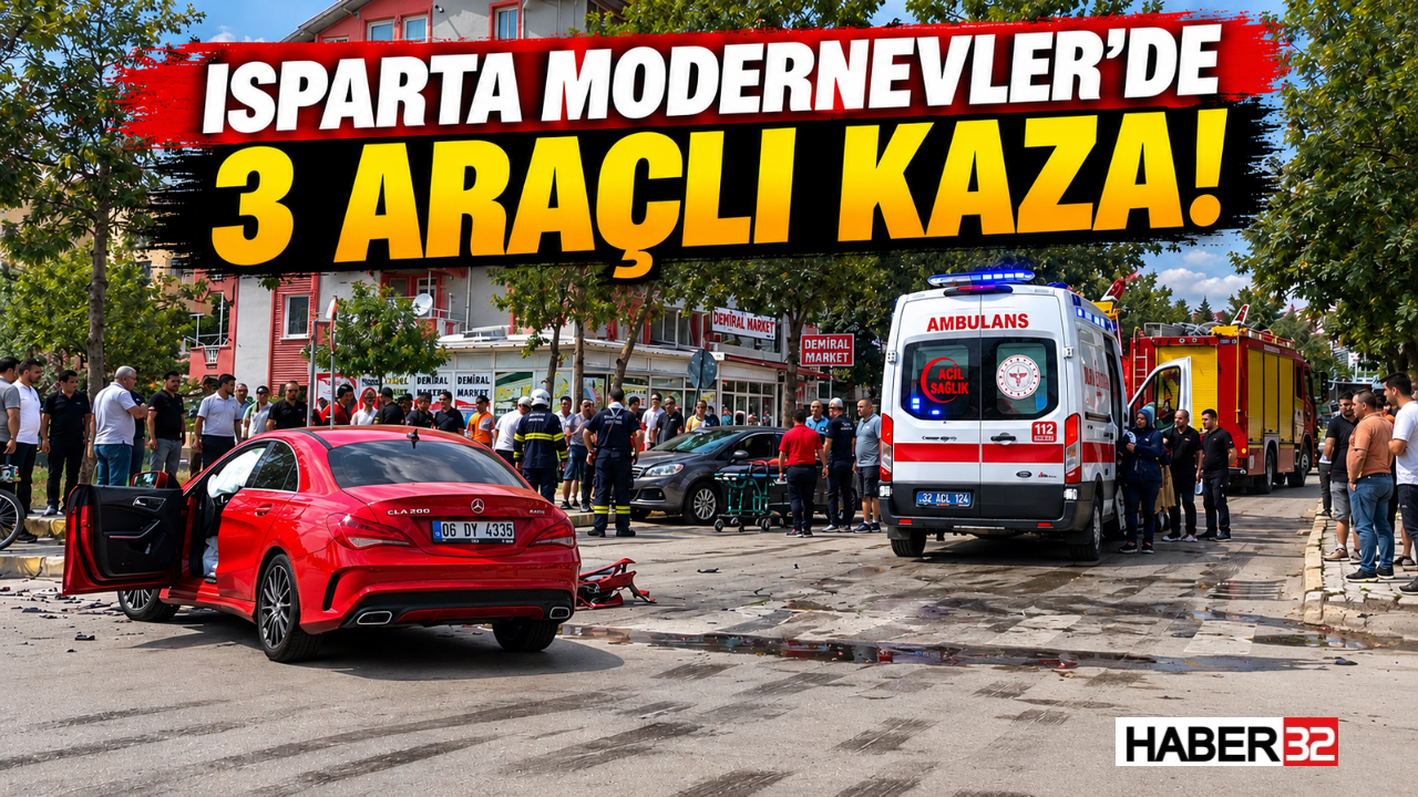 Isparta Modernevler’de 3 Araçlı Kaza!