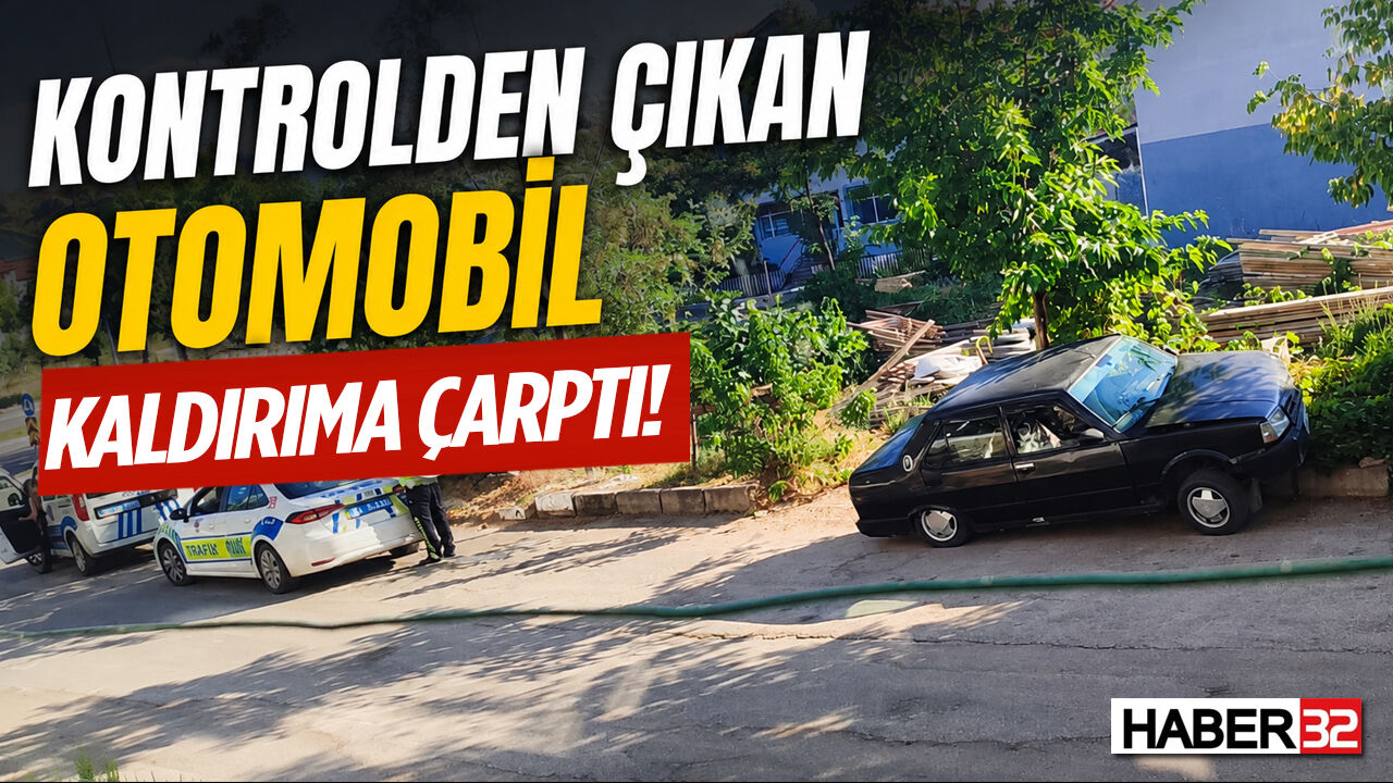 Kontrolden Çıkan Otomobil Kaldırıma Çarptı!