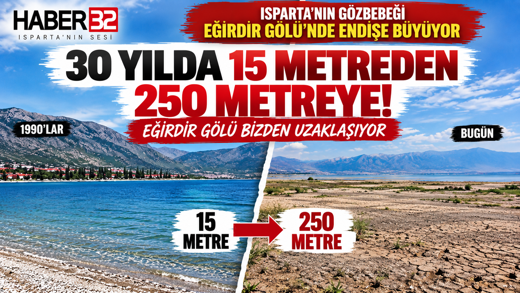 30 Yılda 15 Metreden 250 Metreye!  Eğirdir Gölü Bizden Uzaklaşıyor