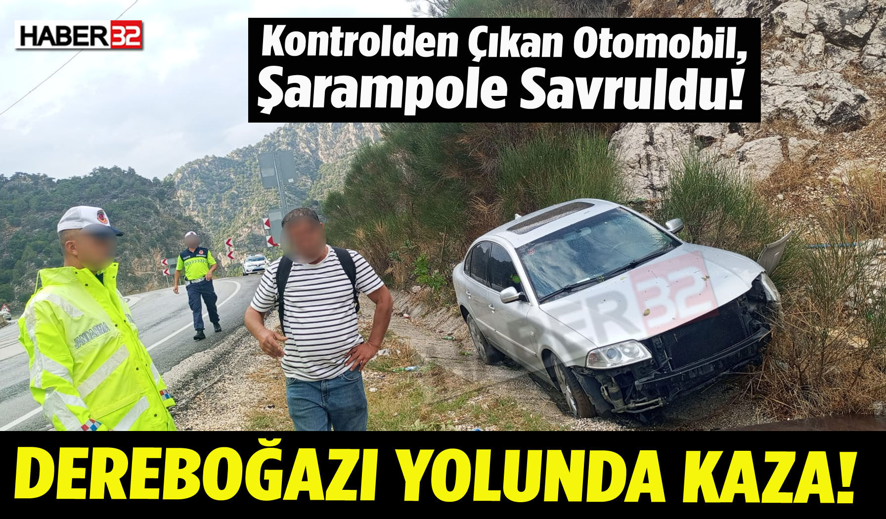 Dereboğazı Yolu’nda Kaza! Otomobil Şarampole Savruldu