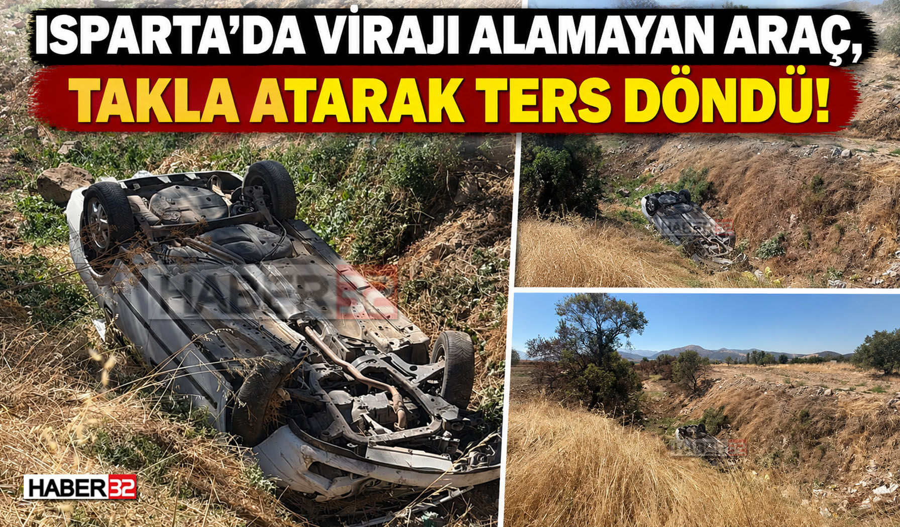 Virajı Alamayan Otomobil Şarampole Yuvarlandı!