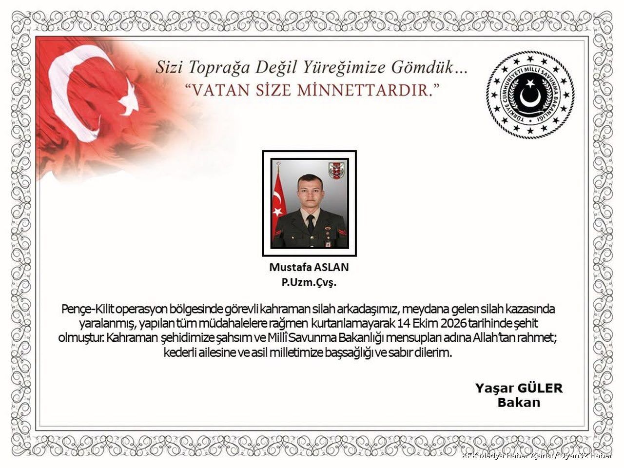 Pence Kilit Ten Aci Haber Uzman Cavus Mustafa Aslan Sehit Ol 1