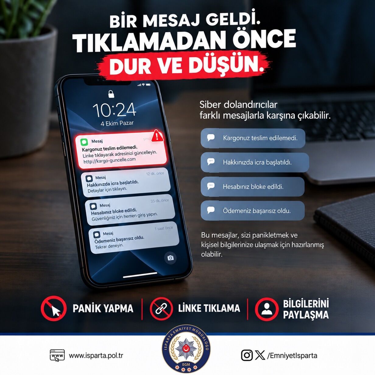 Siber Dolandırıcılar; Panik Ve Endişe Oluşturarak Kişisel Ve Finansal Bilgilerinize Ulaşmaya Çal